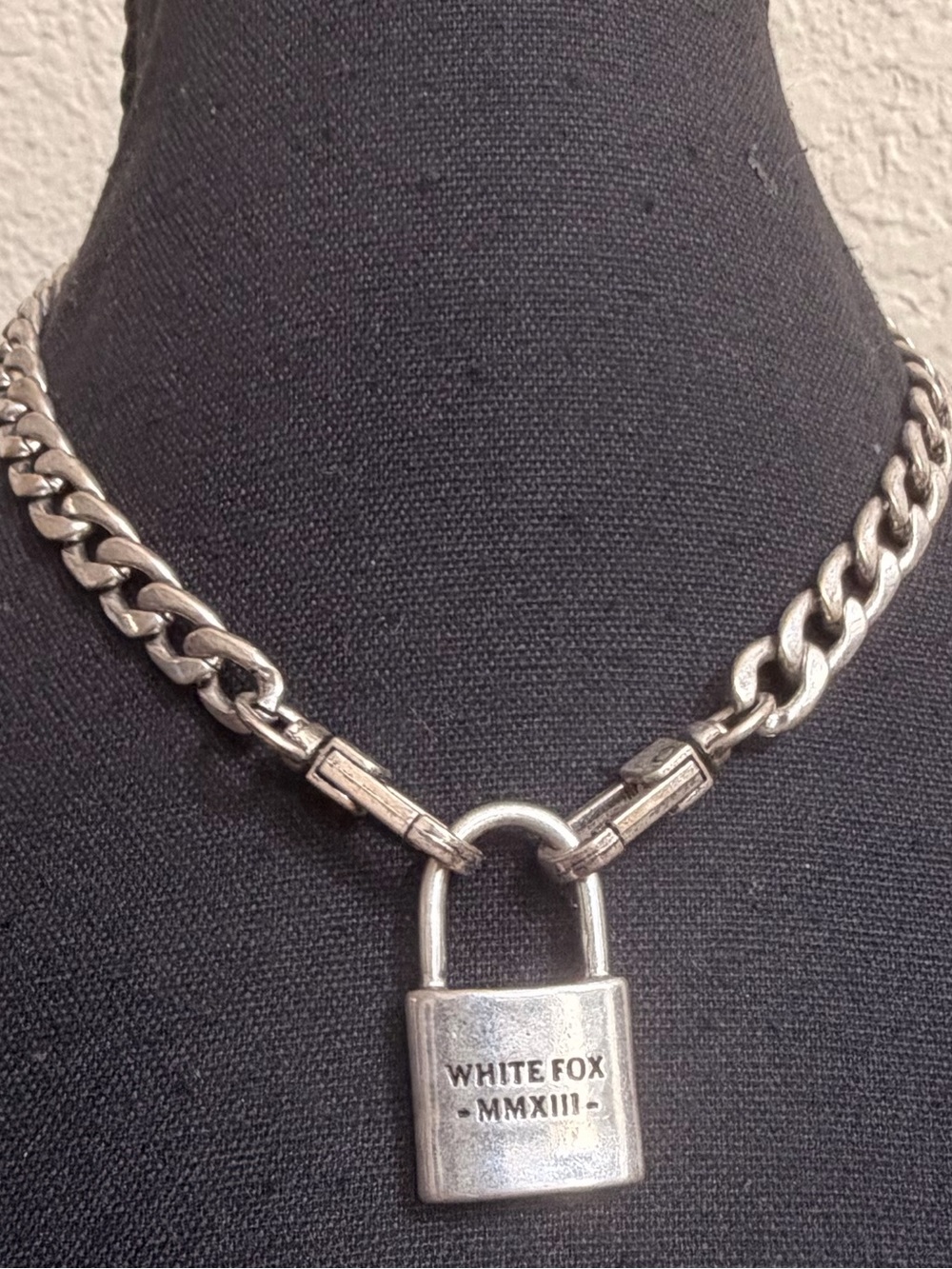 White Fox Boutique Silver Padlock Charm Bracelet Accent